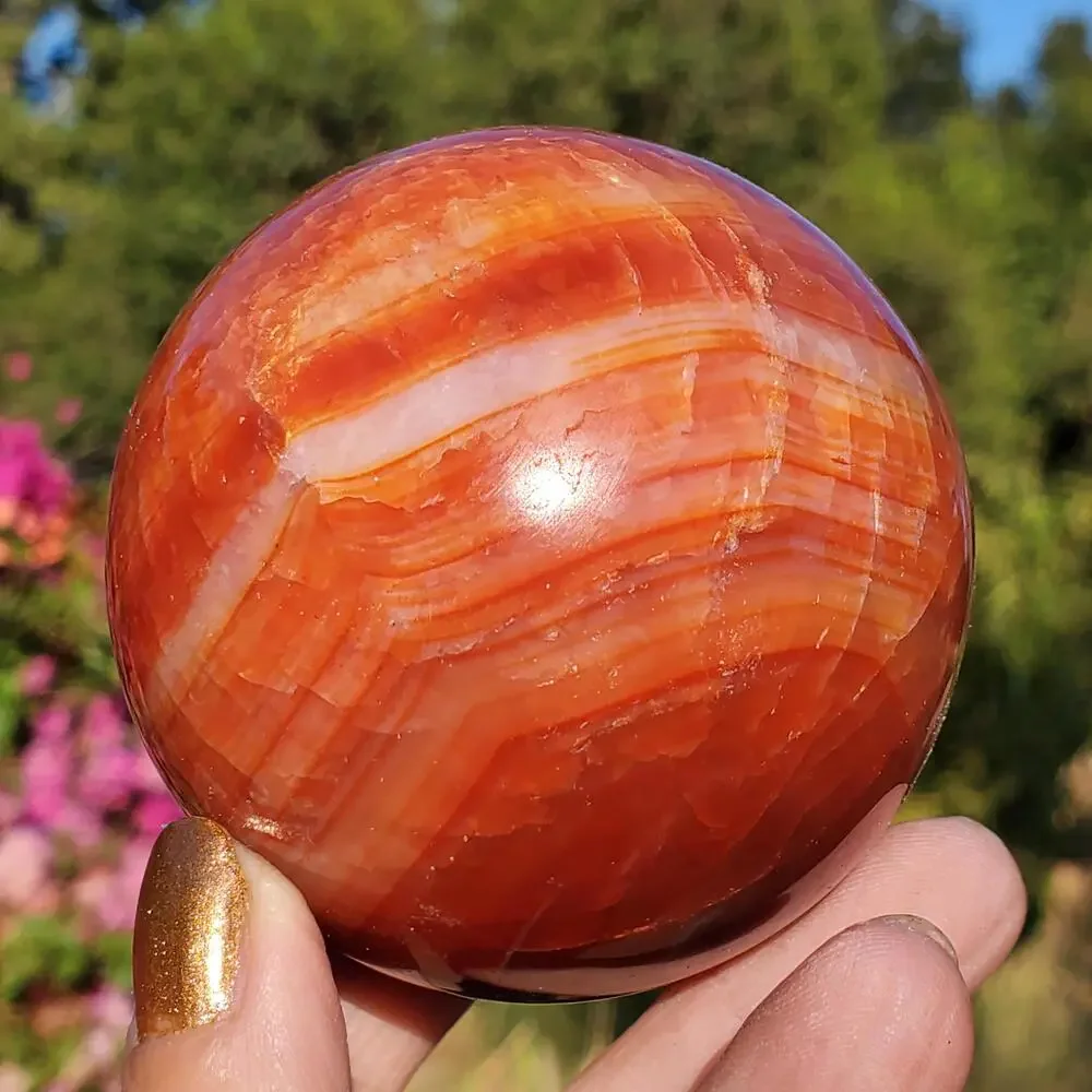 Carnelian Orca Agate Mix Translucent Druzy Cave Crystal Sphere 390 grams 66mm